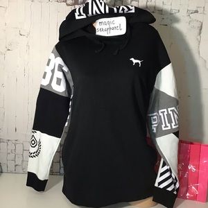 PINK Victoria's Secret Tops - VS PINK S HOODIE 86 LOGO BLACK WHITE GRAY PINK Victoria's Secret Tops - VS PINK S HOODIE 86 LOGO BLACK WHITE GRAY
